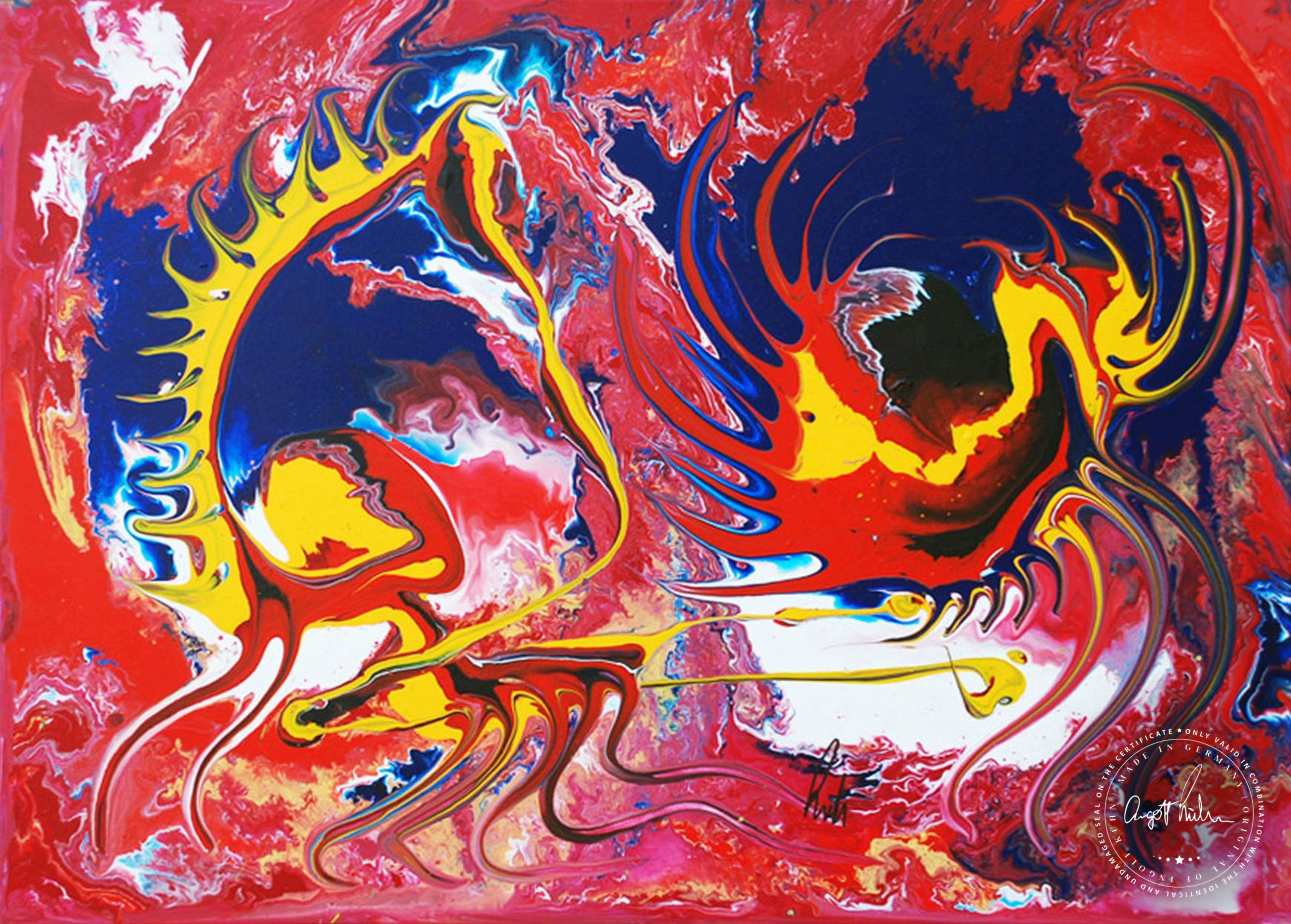 Artwork by Ingolf Kühn Dance of Joy Art-No 11090 acrylic on canvas 100 x 80 2012