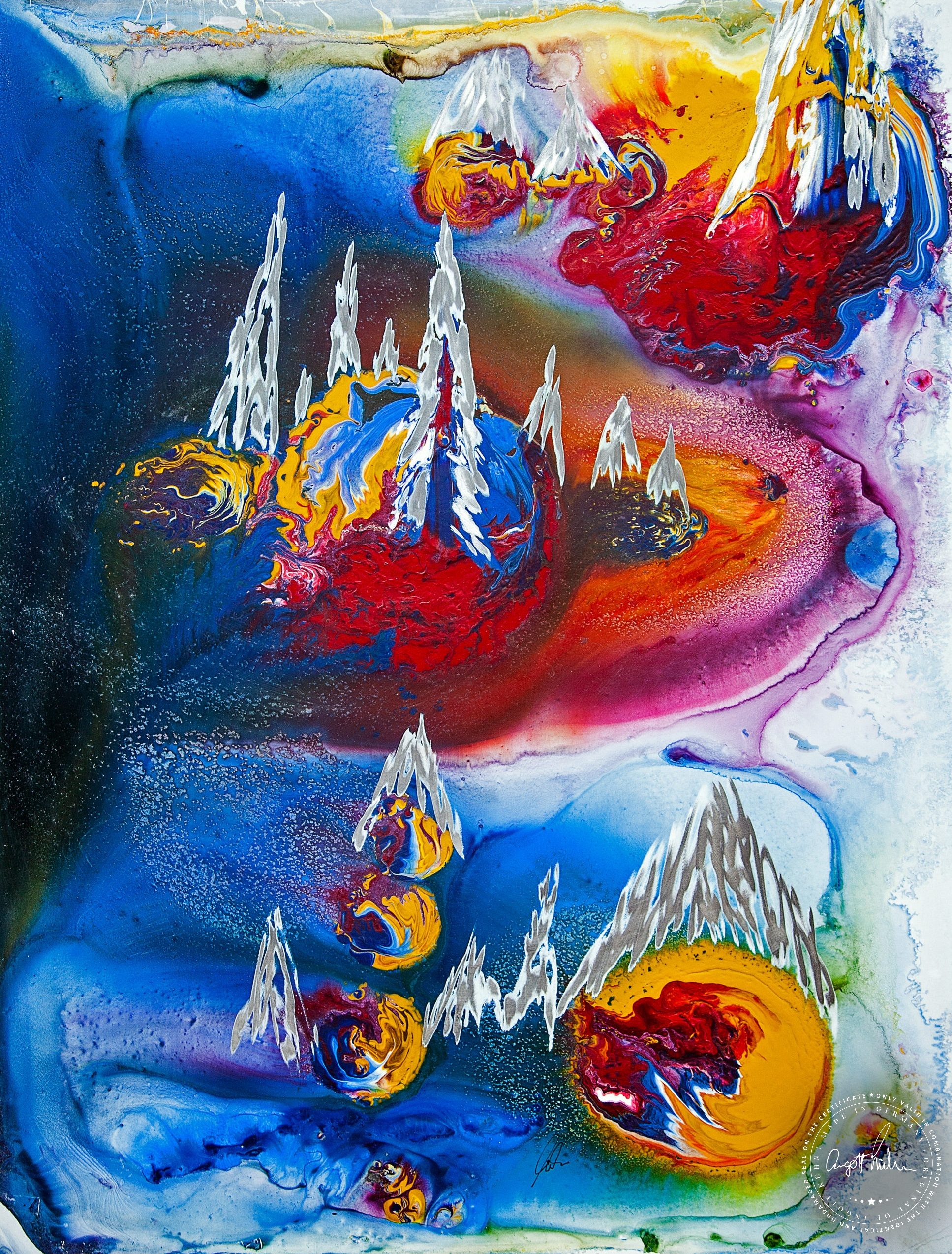 Artwork by Ingolf Kühn Valley of Colors Art-No 11004 acrylic on dibond 100x120 2018