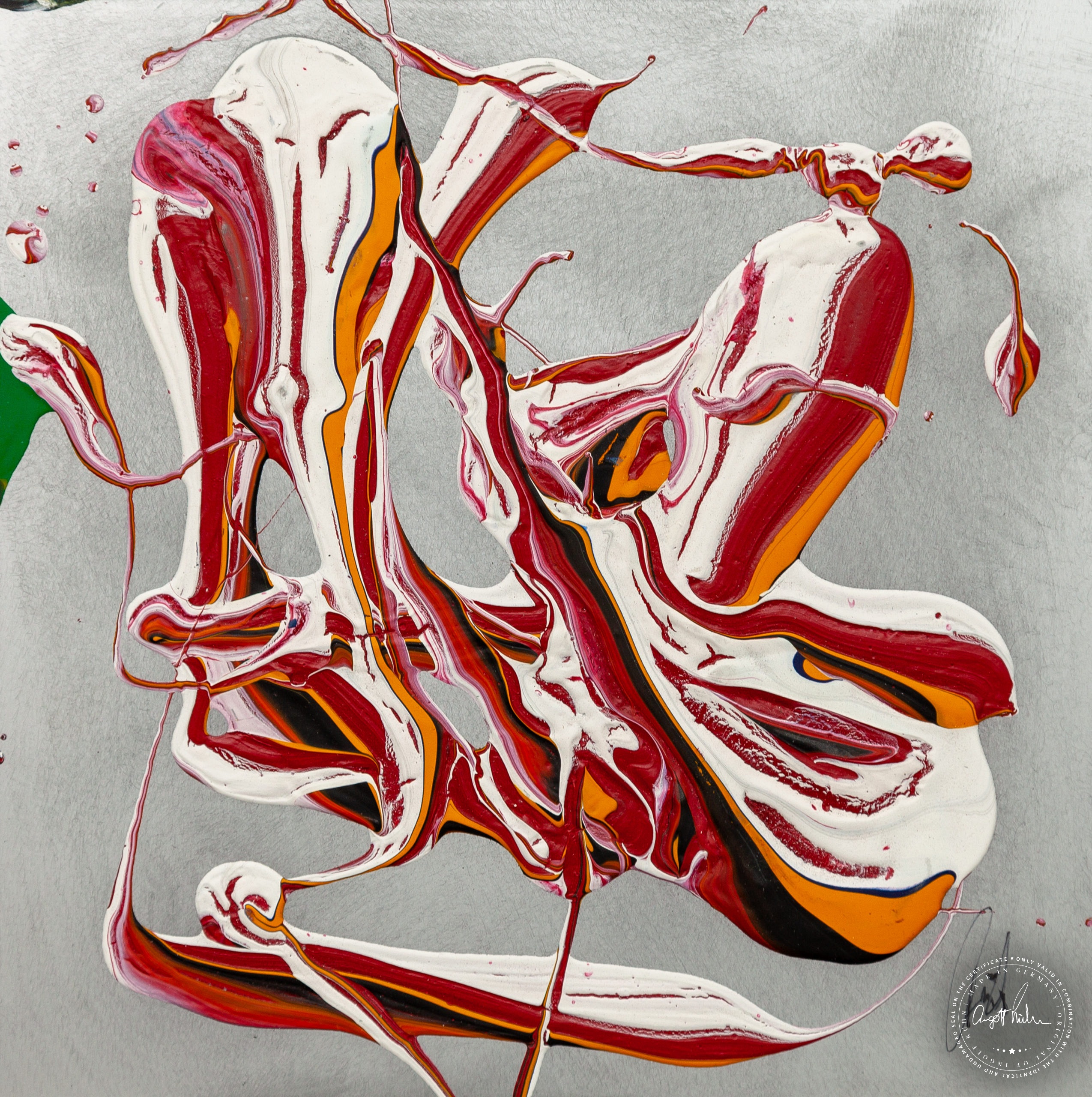 Artwork by Ingolf Kühn Lilies Awakening Art-No 11065 acrylic on dibond 30x30 2019