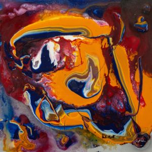 Artwork by Ingolf Kühn Colorful Flow Art-No 11067 acrylic on dibond 30x30 2019
