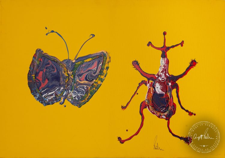 Artwork by Ingolf Kühn Insect Friends Art-No 11043 acrylic on canvas 100x70 2012